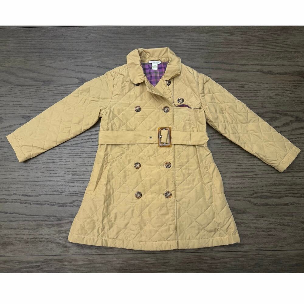 KC Parker Girls Camel Quilted Belted Trench Coat Jacket Size 5/6